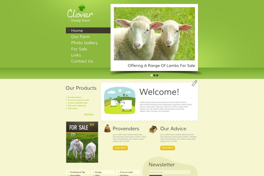 Creative Sheep Farm Website Template with Grid Photo Gallery - image
