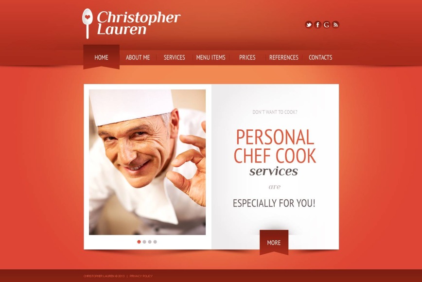 Personal Chef Cook Website Template - image
