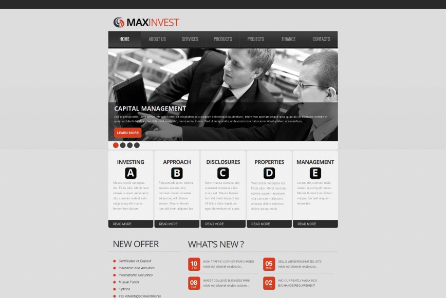 Investment Fund Website Template with Gray Background - image