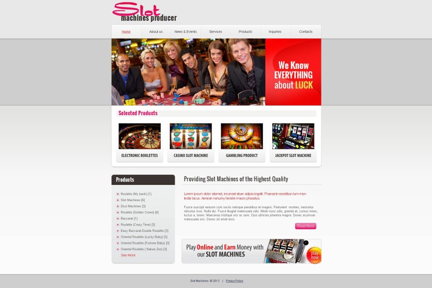 Slot Machine Manufacturer Website Template - MotoCMS