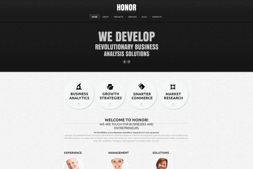 Black and White Marketing Web Template with Circular Design Elements - image