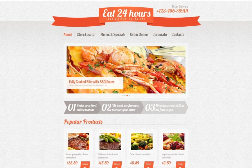 Food Delivery Website Template with jQuery Slider - image