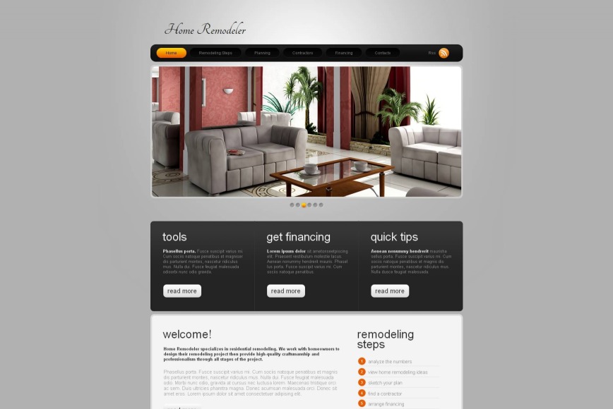 Home Remodeling Website Template With Sliding Thumbnail Gallery Motocms