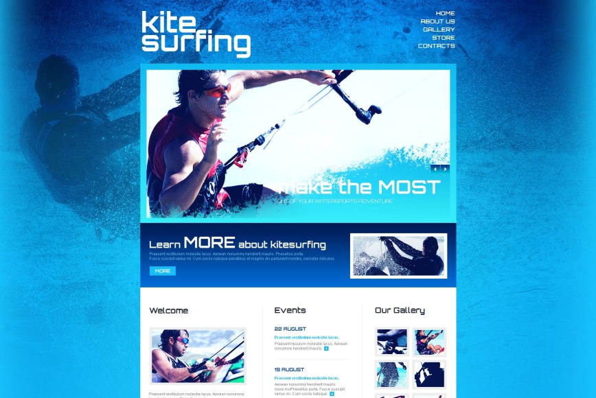 Extreme Sports Website Template in Blue Colors - image