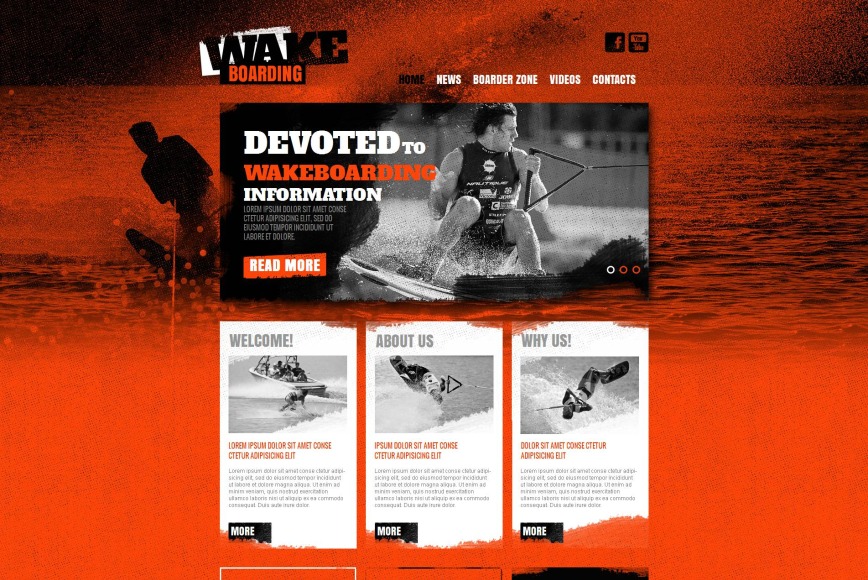 Grunge Website Template for Wakeboarders - image
