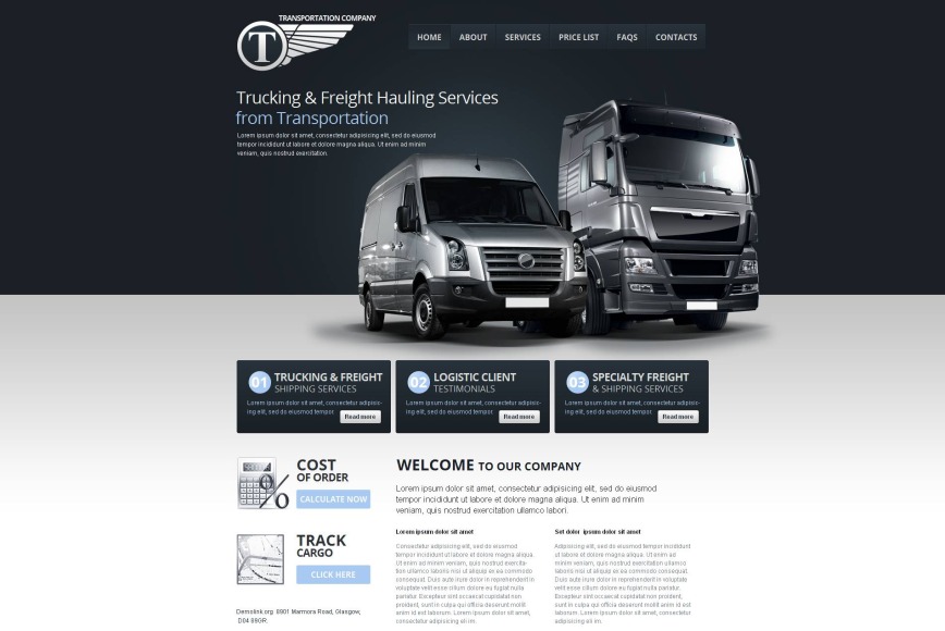 Gray-Toned Website Template for Transportation Companies - image