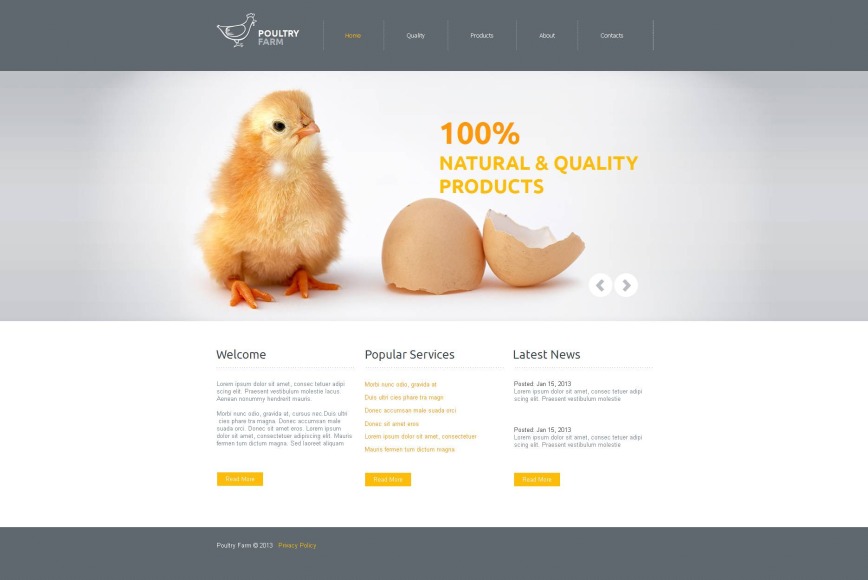 Poultry Farm Website Template with Gray Design - image