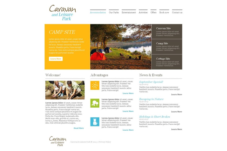 Leisure Park Website Template Done in White Color - image