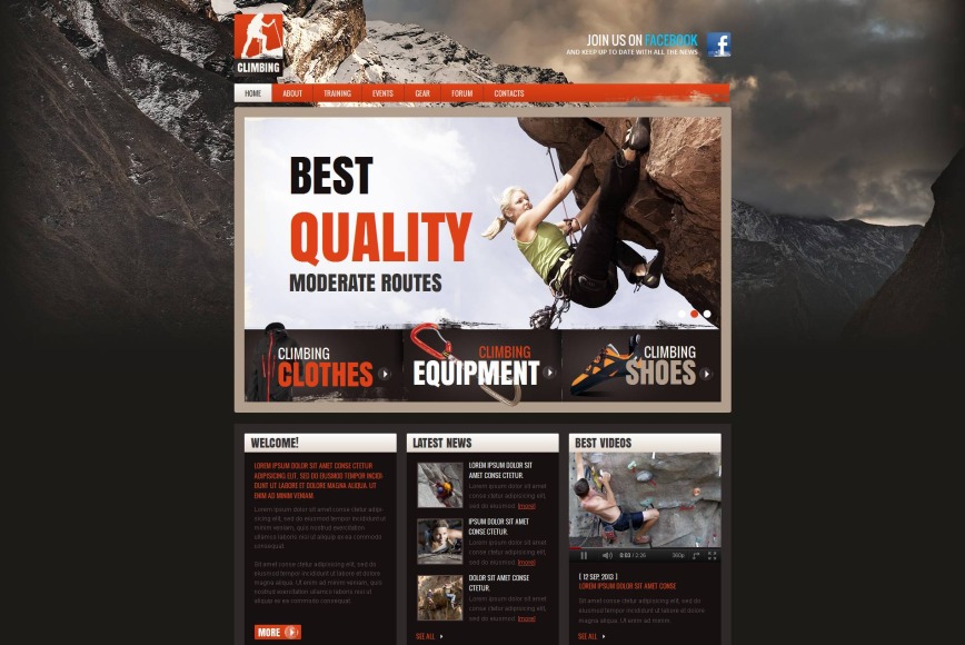 Climbing Website Template with Photo Background - image