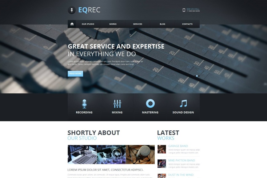 Music Recording Website Template with Large Gallery - image