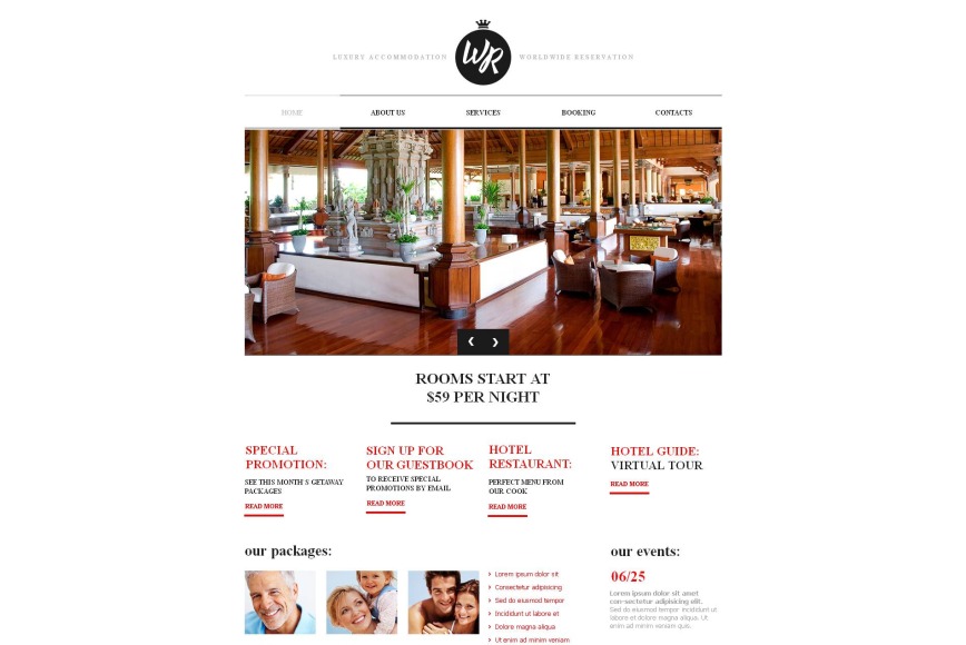 White Website Template with CMS for Hotels - image