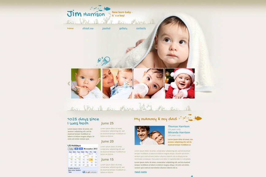 Newborn Baby Website Template with Creative Design and Photo Gallery - image
