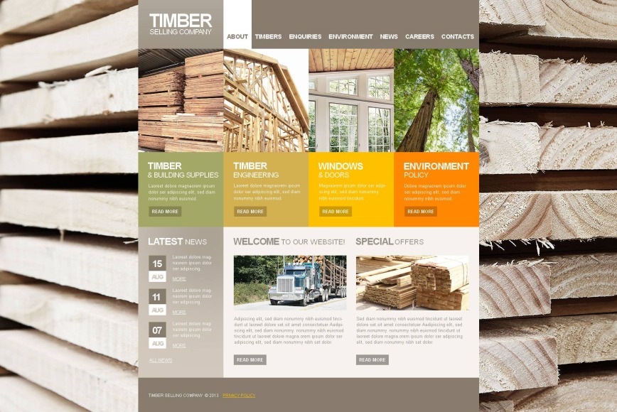Timber Selling Website Template with Wood Logs on the Background - image