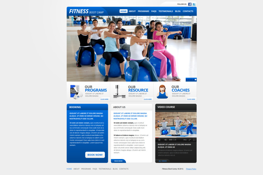 Fitness Web Template in White and Blue Tones - image
