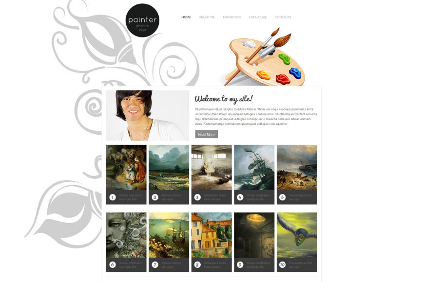 Painter Website Template with Grid Gallery - image