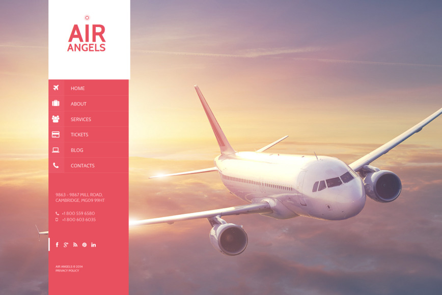 Airline Company Web Template with Vertically Oriented Menu Bar - image