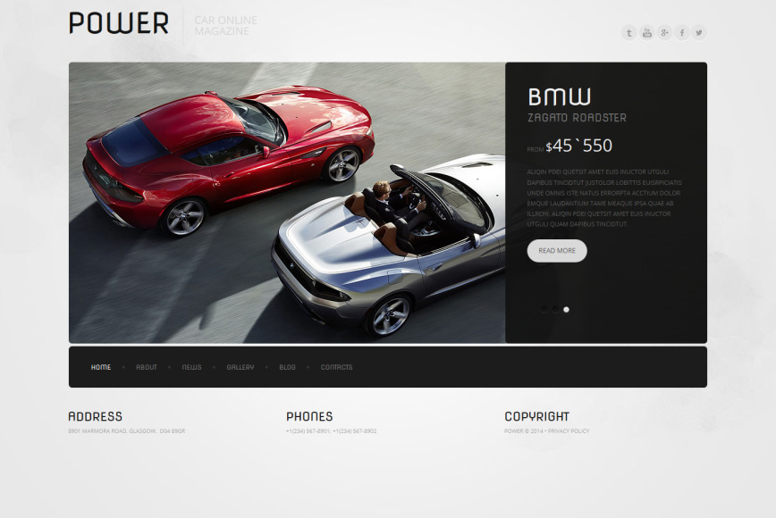 Black-and-White Car Magazine Template with Bottom Navigation - image