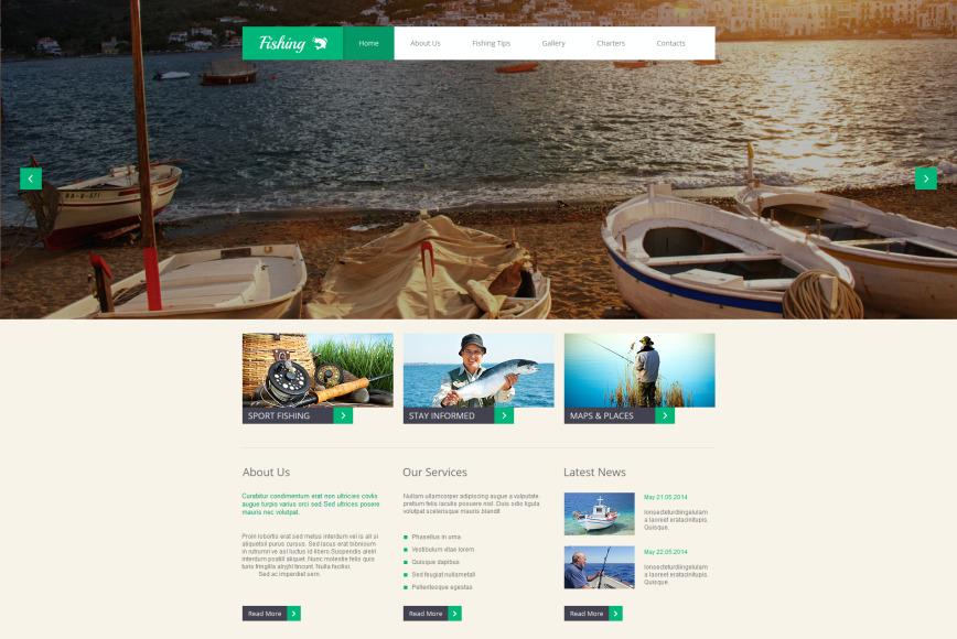 Fishing Website Template with Large Image Slider - image