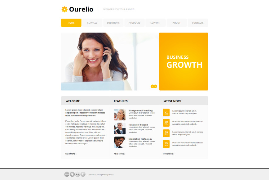 Website mit einem gut strukturierten Layout für erfolgreiche Geschäftsführung