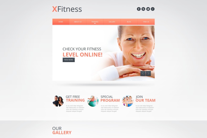 White Web Template with Peach Design Accents for Fitness Clubs - image