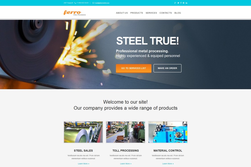 Steel Processing Website Template with Flat UI - image