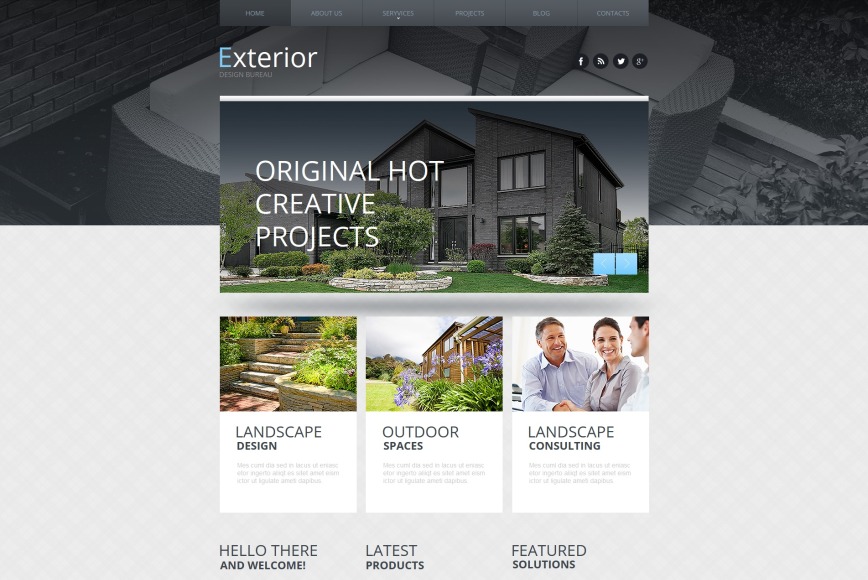 Exterior Design Website Template with Black-and-White Header Image - image