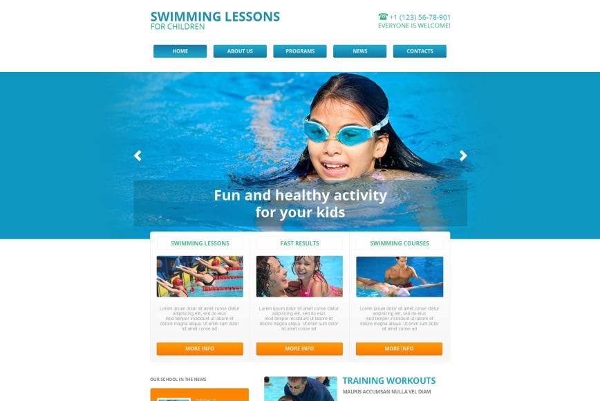 Professional Website Template for Swimming Classes - MotoCMS