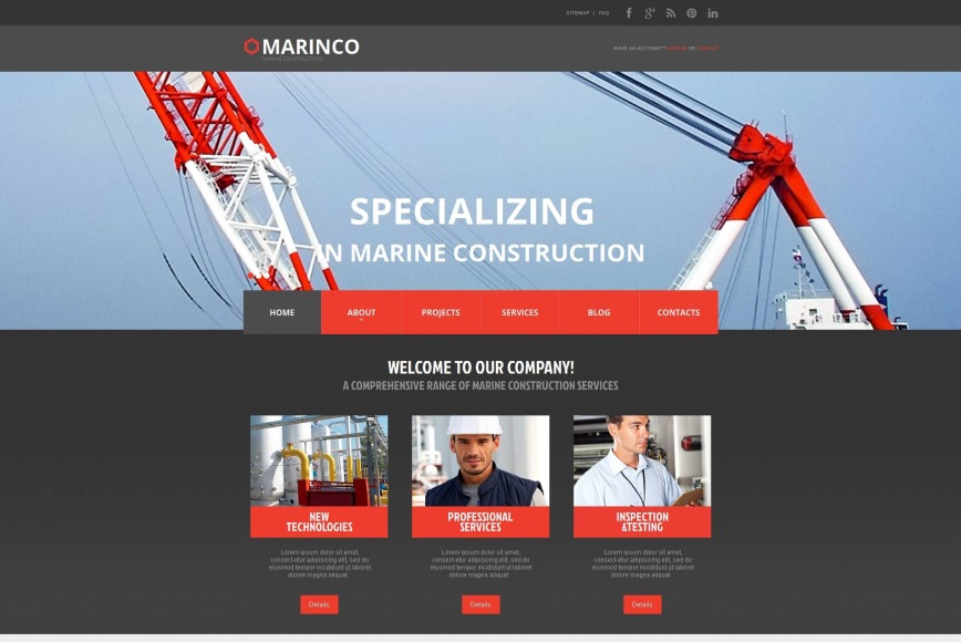 Marine Construction Website Template with CMS - image