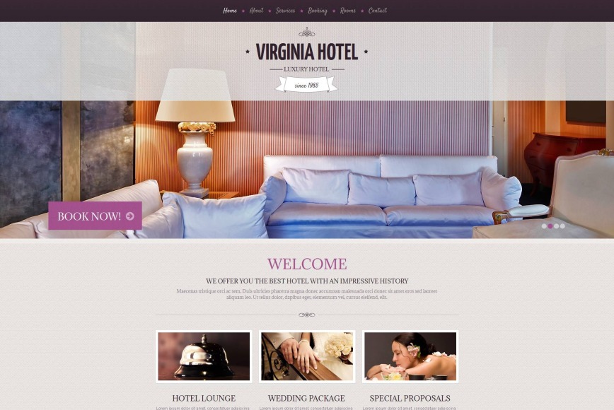 Website Template with Textured Background for Hoteliers - image
