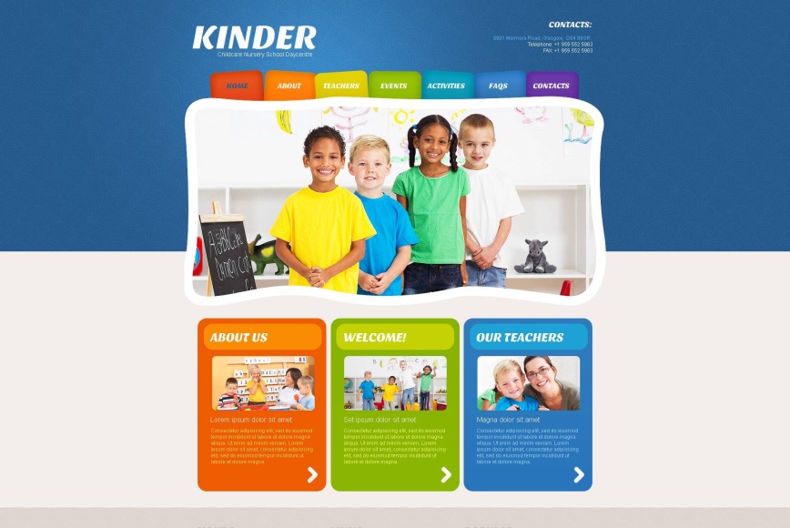 Child Development Center Web Template with Colorful Navigation Menu - image
