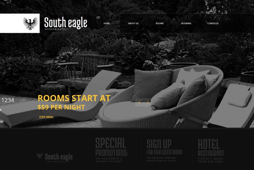 Hotel Website Template with Monochromatic Design - image