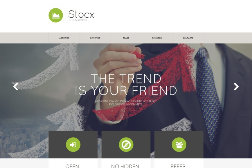 Stock Market Website Template for Business Trade MotoCMS