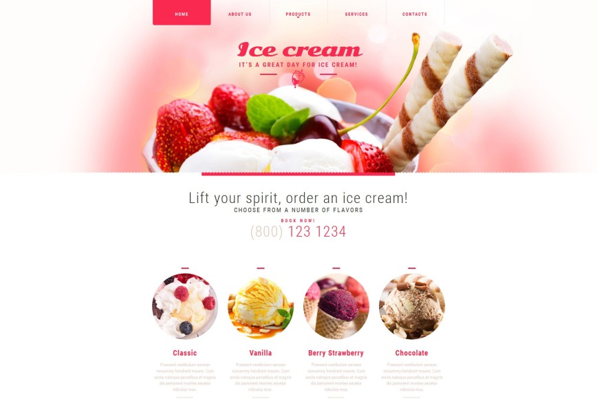 Ice Cream Website Template for Gelato & Frozen Yogurt Sites - MotoCMS