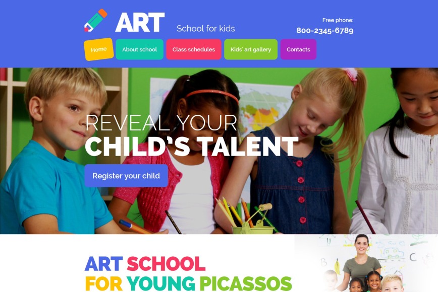 Art School site Template for Kids Art Center MotoCMS