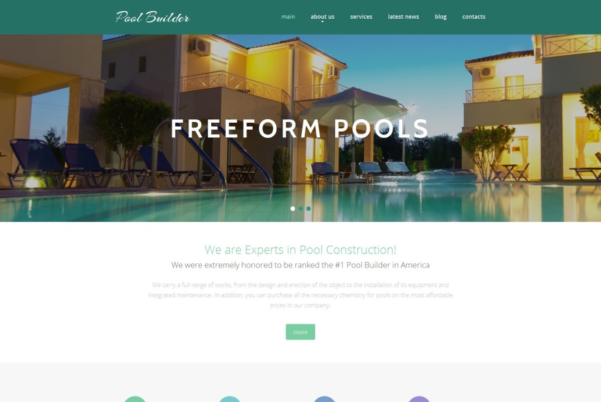 Pool site Template for Swimming Pool Company MotoCMS