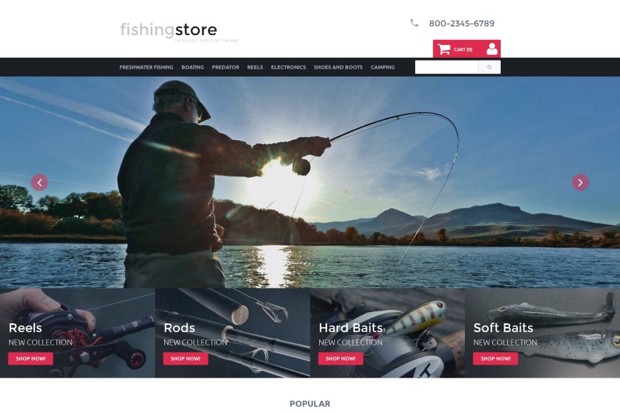 Fishing Store Template for Fisherman Equipment Website - MotoCMS