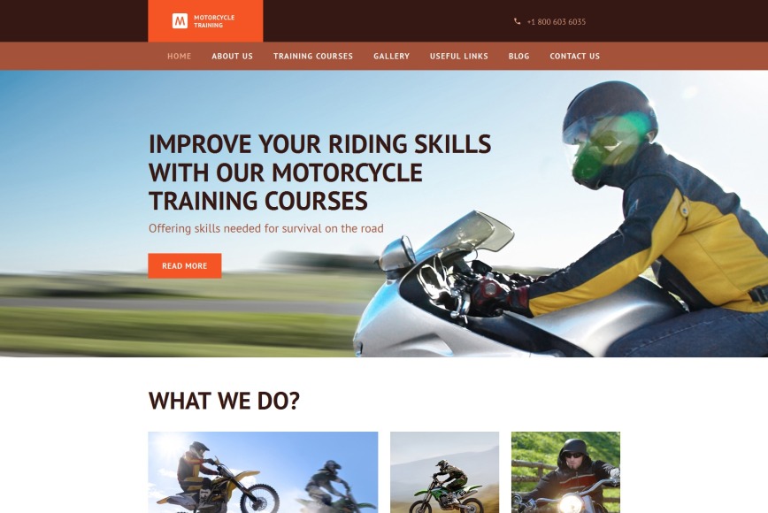 Motorcycle Website Design for Motorbike Training School - MotoCMS