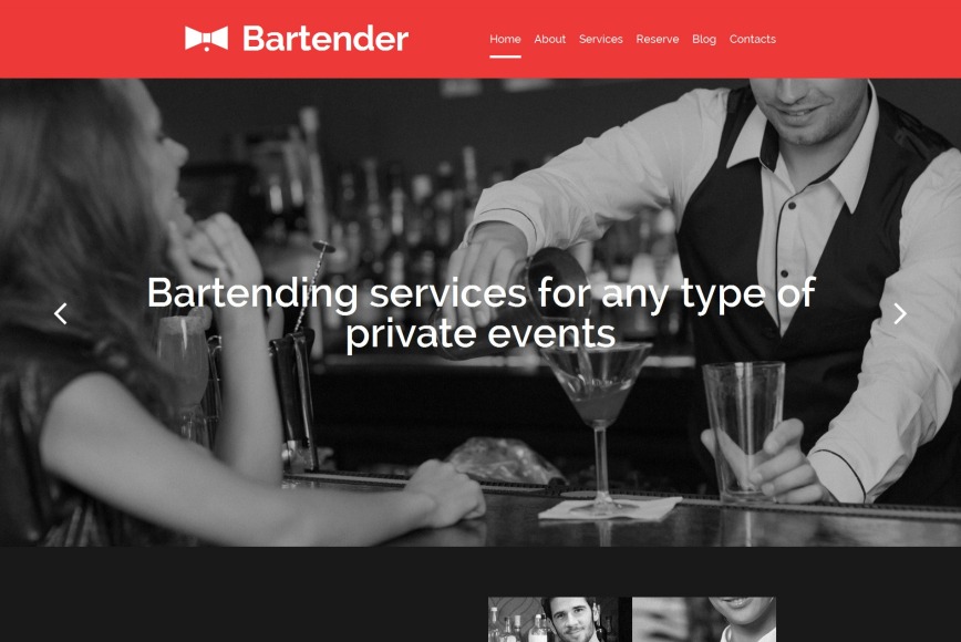 Catering Services site Template for Bartender Site MotoCMS