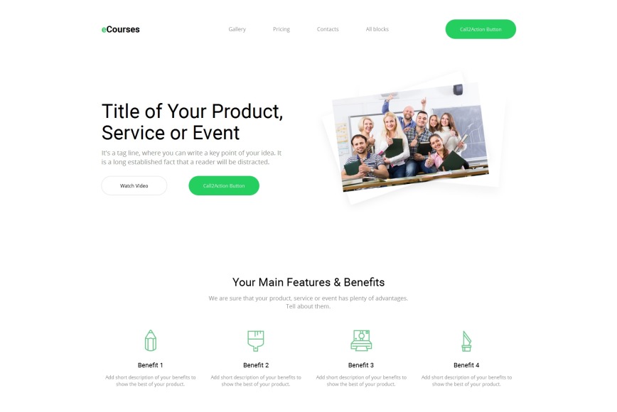 E-learning Landing Page Template for Online Courses - MotoCMS