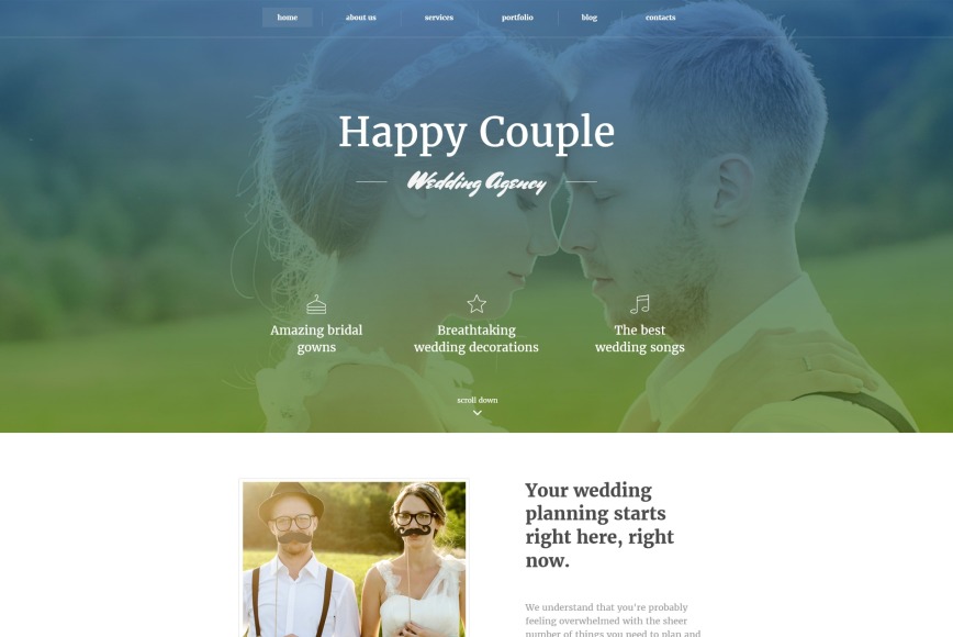 Wedding site Design for Online Wedding Planner MotoCMS
