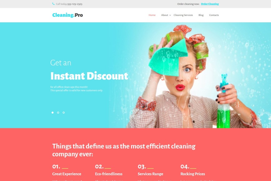 Cleaning Company site Design for Housekeeping MotoCMS
