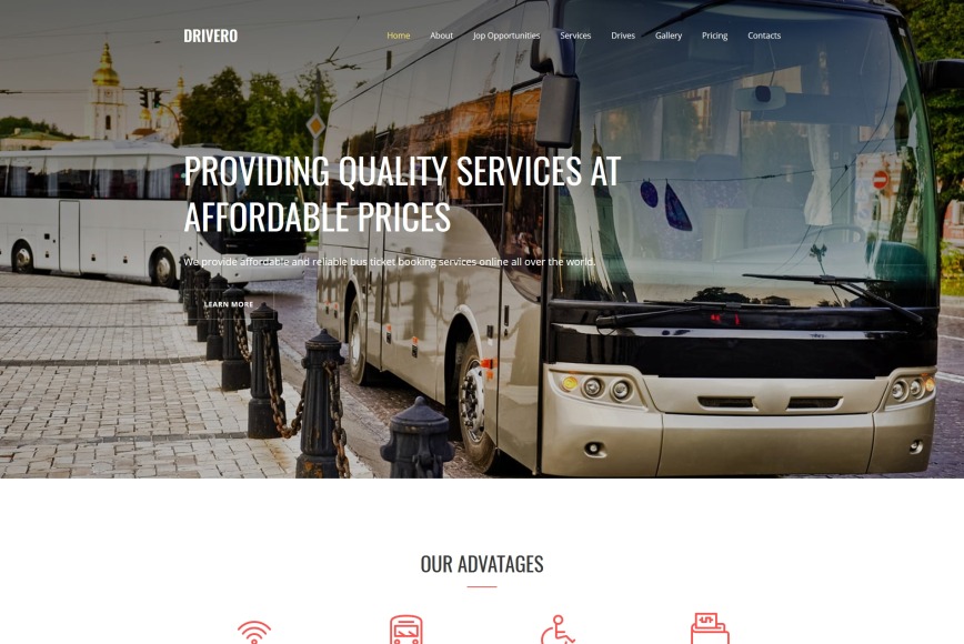 bus company website template for charter bus service - motocms
