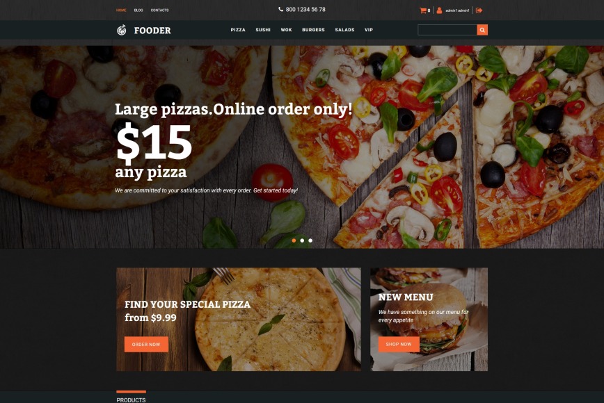 Online Pizza Order Website Template MotoCMS