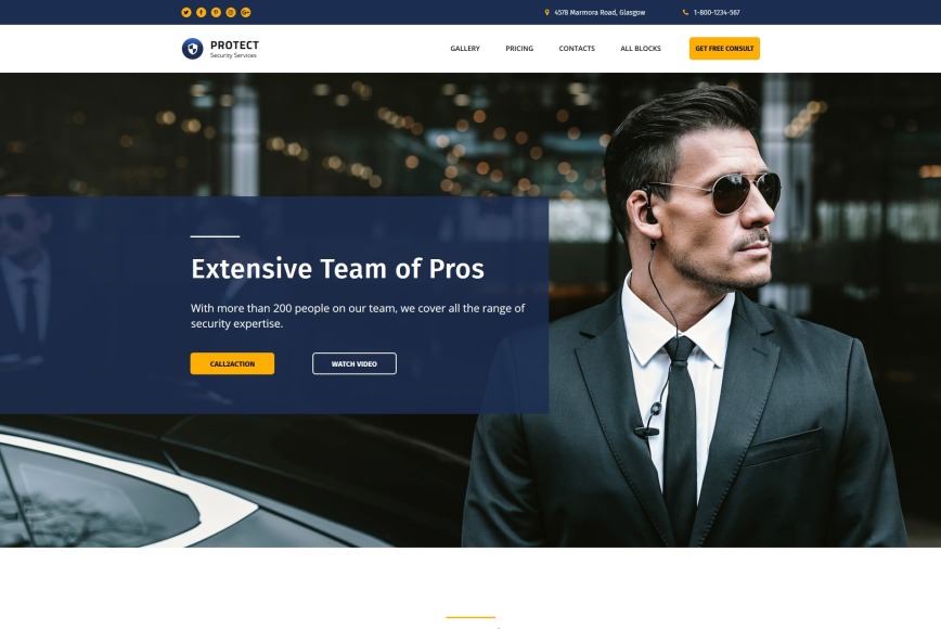 Security Company Website Template for Landing Page MotoCMS