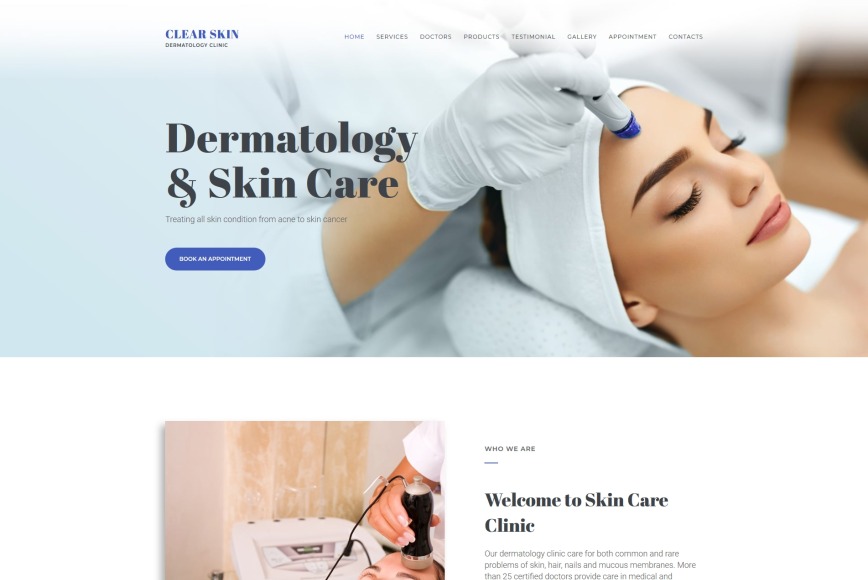 Dermatologist site Template for Skincare Doctors MotoCMS
