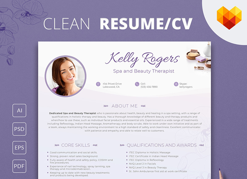 Beauty Therapist Resume Template MotoCMS