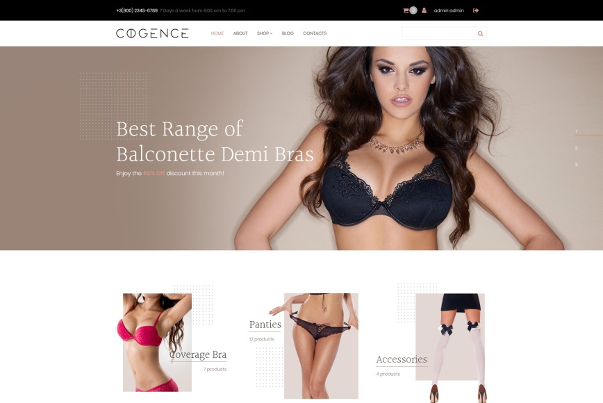 Underwear Website Template for Lingerie Store