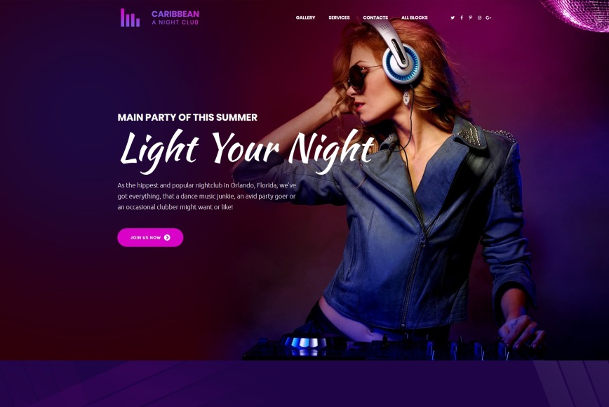 Night Club Website Design for Disco Site MotoCMS