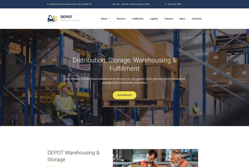 Warehouse site Template MotoCMS