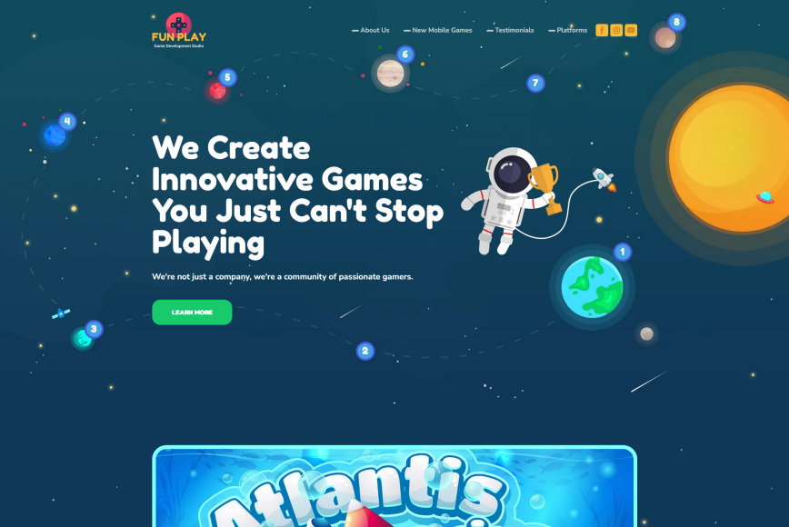 Game Dev Website Template MotoCMS